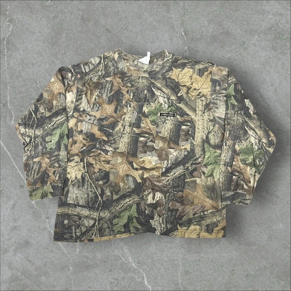 Vintage Commander Shirt Mens XL Brown Real Tree Camouflage Long Sleeve Hunting